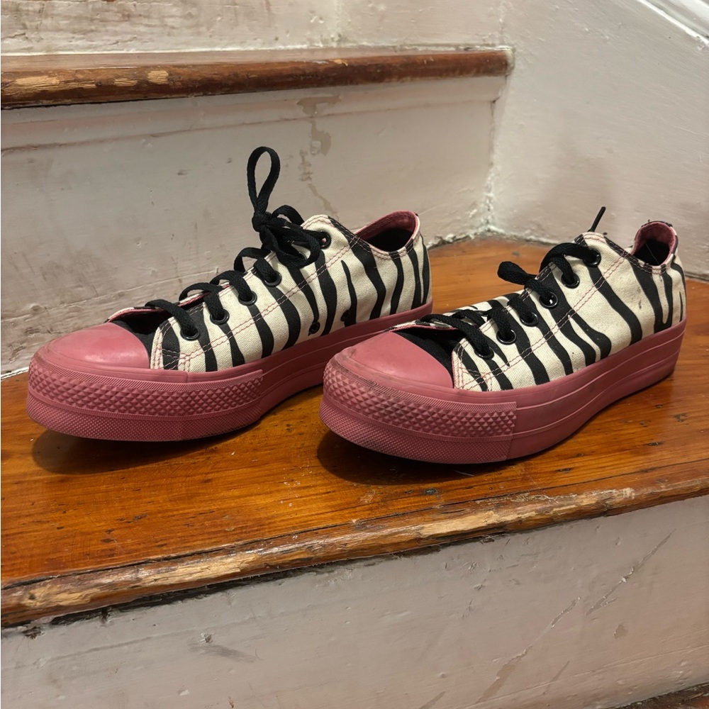 Converse Zebra Print Sneakers with Pink Soles
